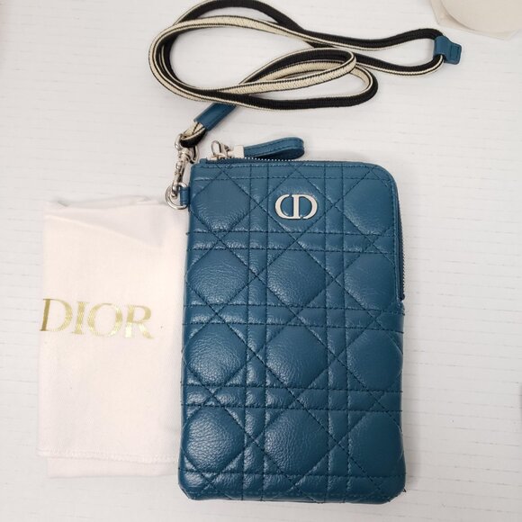 Christian Dior Supple Calfskin Cannage Caro Pouch Deep Ocean lux-400-091725 - Picture 1 of 14